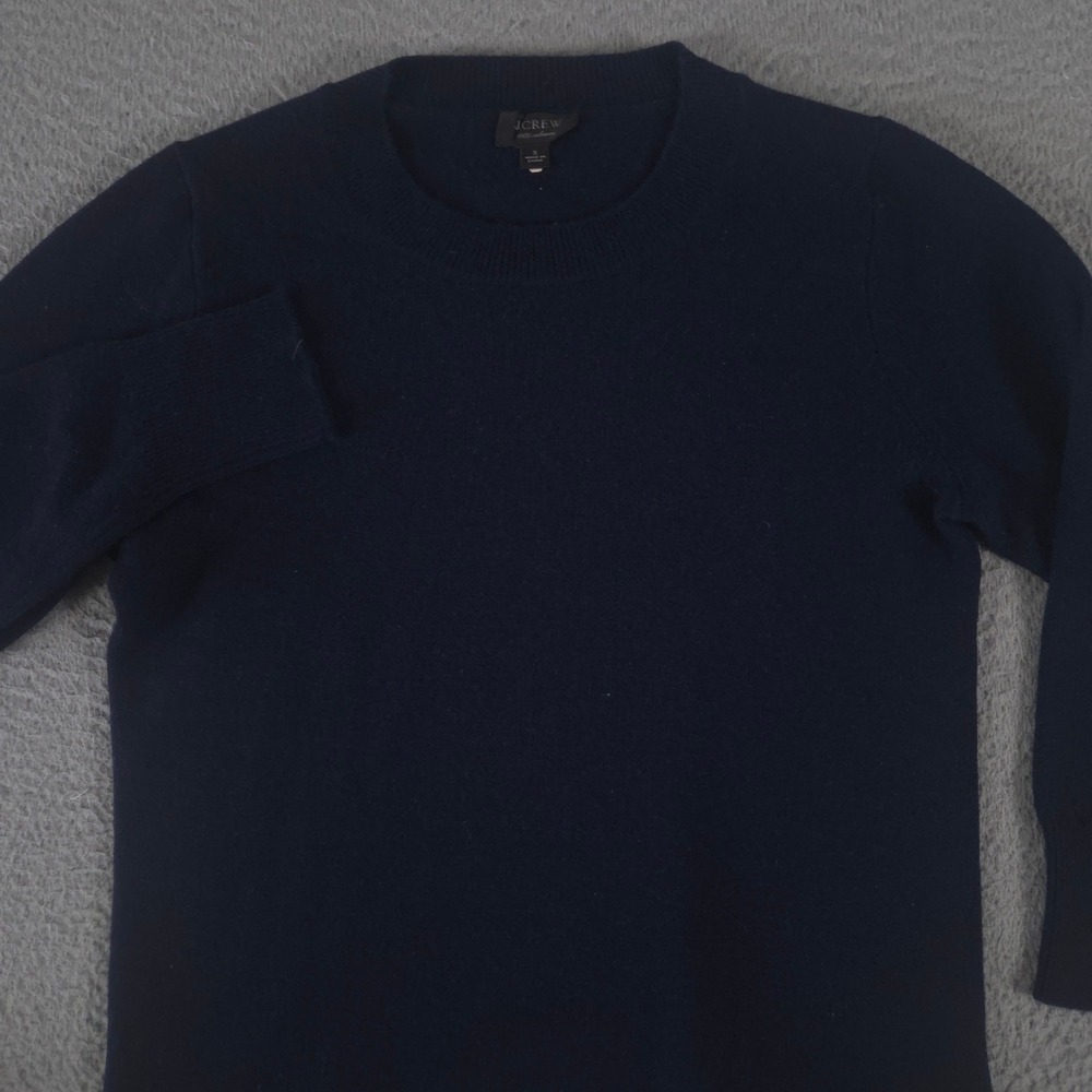 J.Crew Sweater Womens Small Navy Everyday Cashmere 3/4 Sleeve Crewneck Solid